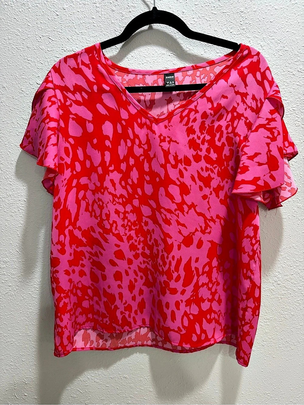 SHEIN Pink & Red Animal Print Blouse Size Medium
